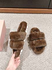 Miu 2102424 autumn and winter new wool brown slippers - 6