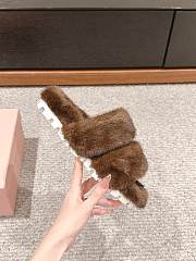 Miu 2102424 autumn and winter new wool brown slippers - 5