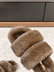 Miu 2102424 autumn and winter new wool brown slippers - 2