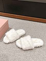 Miu Miu Fur White Slippers  - 1