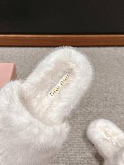 Miu Miu Fur White Slippers  - 5