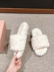 Miu Miu Fur White Slippers  - 4