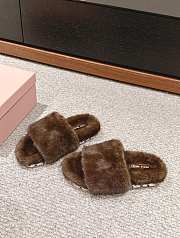 Miu Miu Fur Brown Slippers  - 1