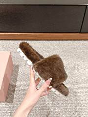 Miu Miu Fur Brown Slippers  - 5