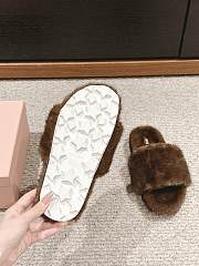 Miu Miu Fur Brown Slippers  - 4