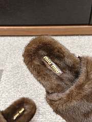 Miu Miu Fur Brown Slippers  - 3