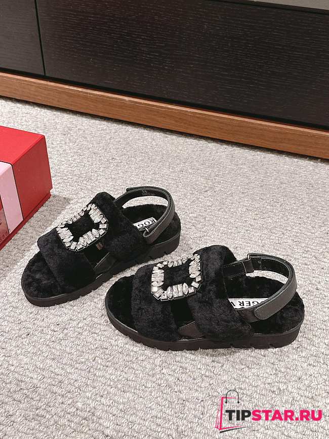 Roger Vivier Wool Black Slippers - 1