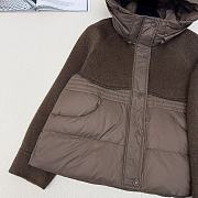 Max splicing cashmere hooded short down brown jacket - 6