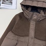 Max splicing cashmere hooded short down brown jacket - 5