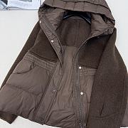 Max splicing cashmere hooded short down brown jacket - 4