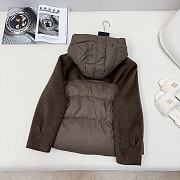 Max splicing cashmere hooded short down brown jacket - 2