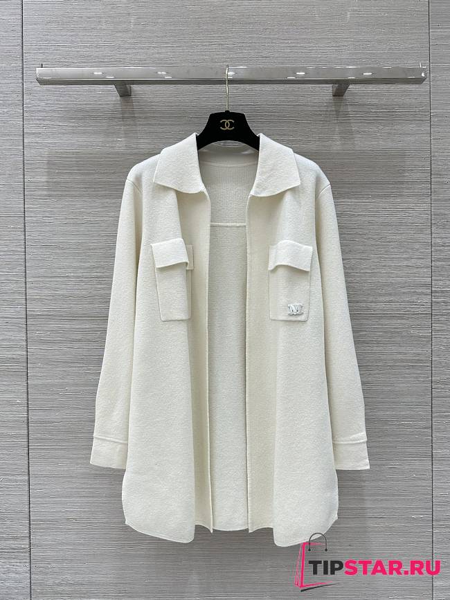 Maxmara lapel pocket open chest pocket white shirt - 1