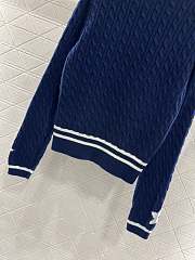 Dior Crew Neck Cable Knit Dark Blue Sweater  - 6