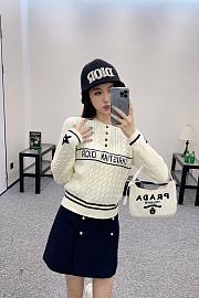 Dior Crew Neck Cable Knit White Sweater  - 1