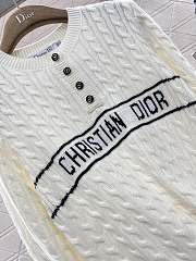 Dior Crew Neck Cable Knit White Sweater  - 3