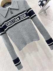 Dior Lapel striped knitted long sleeves grey - 6