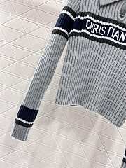 Dior Lapel striped knitted long sleeves grey - 3