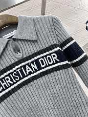 Dior Lapel striped knitted long sleeves grey - 2