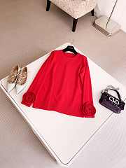 Van Red Rose Sleeve Knitted Pullover Sweater - 6