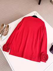 Van Red Rose Sleeve Knitted Pullover Sweater - 2