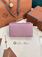 Loro Piana Extra Poket L19 Ostrich Light Purple Leather 19×11×6.5CM - 3