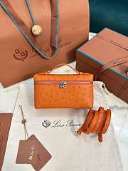 Loro Piana Extra Poket L19 Ostrich Orange Leather 19×11×6.5CM - 1