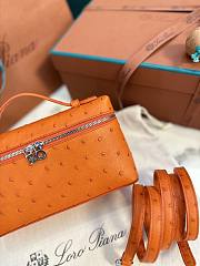 Loro Piana Extra Poket L19 Ostrich Orange Leather 19×11×6.5CM - 5