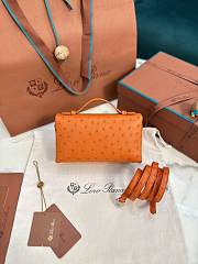 Loro Piana Extra Poket L19 Ostrich Orange Leather 19×11×6.5CM - 4