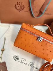 Loro Piana Extra Poket L19 Ostrich Orange Leather 19×11×6.5CM - 3