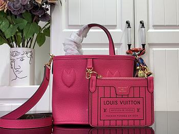 LV Neverfull Bandoulière Inside Out BB Rose Red Handbag  24 x 14 x 9 cm