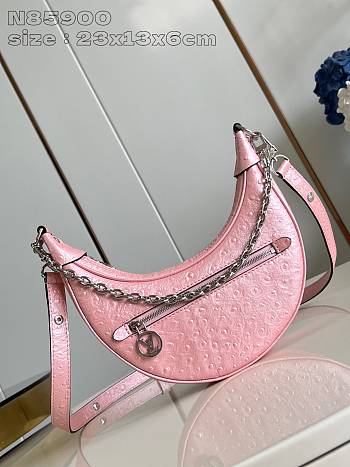 LV round zipper pull loop pink handbag 23 x 13 x 6 cm