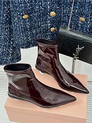 MiuMiu Catwalk pointy toe kitten heel ankle burguady boots  - 6