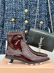 MiuMiu Catwalk pointy toe kitten heel ankle burguady boots  - 4