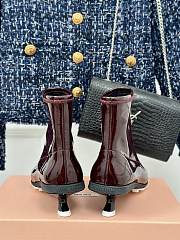 MiuMiu Catwalk pointy toe kitten heel ankle burguady boots  - 2