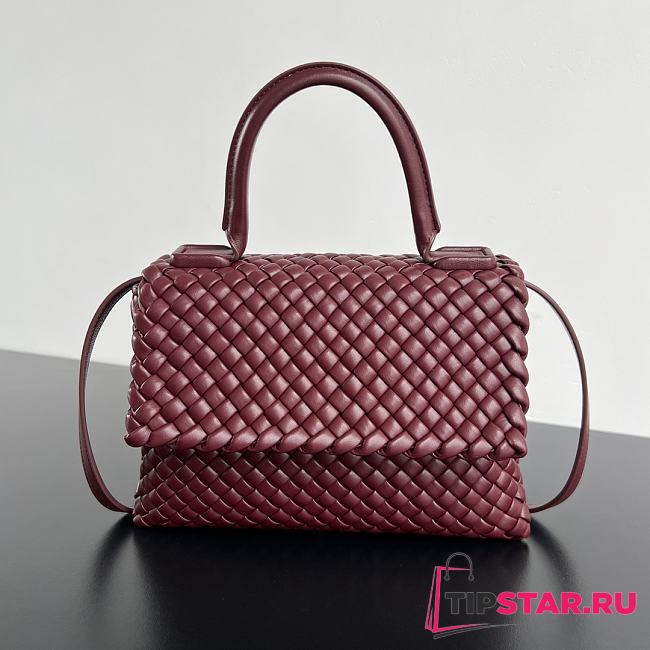 BV Patti Top Handle Woven Hijab Handbag Wine Red 19*26*11cm - 1