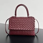 BV Patti Top Handle Woven Hijab Handbag Wine Red 19*26*11cm - 1