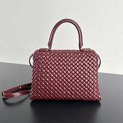 BV Patti Top Handle Woven Hijab Handbag Wine Red 19*26*11cm - 6