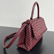 BV Patti Top Handle Woven Hijab Handbag Wine Red 19*26*11cm - 3