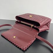 BV Patti Top Handle Woven Hijab Handbag Wine Red 19*26*11cm - 2