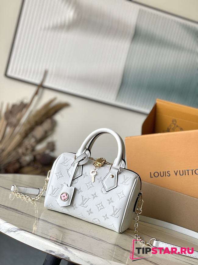 LV Speedy Bandouliere 20 Handbag White Grey 20.5 × 13.5 × 12 cm - 1