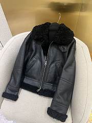 LP Air Force style motorcycle fur black jacket - 1