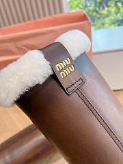 Miu Miu White Fur Brown G102427 Long Warm Boots  - 4