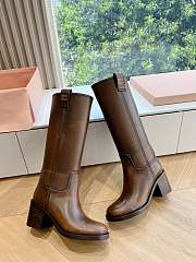 Miu Miu British motorcycle brown boots - 1