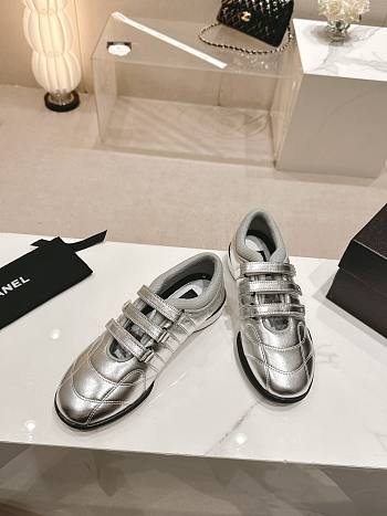 Chanel baseball silver shoes