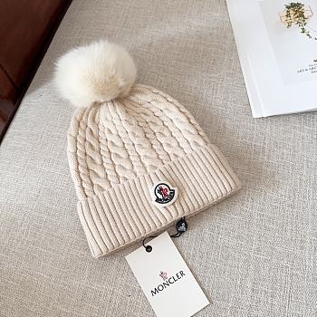 Moncler wool knitted warm knitted beige hat