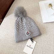 Moncler wool knitted warm knitted grey hat - 1