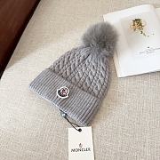 Moncler wool knitted warm knitted grey hat - 6