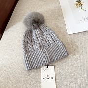 Moncler wool knitted warm knitted grey hat - 3