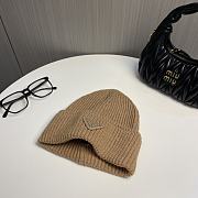 Prada logo knitted hat wool hat women's loose cold brown hat - 6