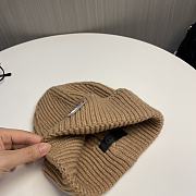 Prada logo knitted hat wool hat women's loose cold brown hat - 5